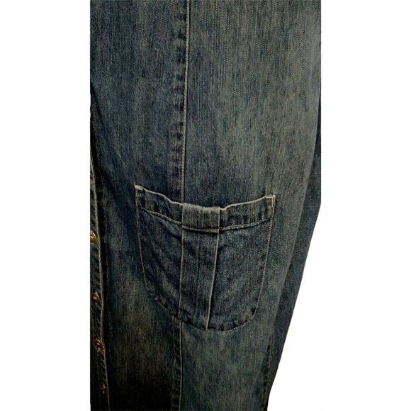 Womens Vintage Jean Dress Duster Womens Size 16 Long Western Sleeveless Buttons - Picture 3 of 8